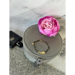 1165 Bransoletka różaniec SKRZYDŁO KORALIKI STAL