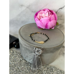 1165 Bransoletka różaniec SKRZYDŁO KORALIKI STAL