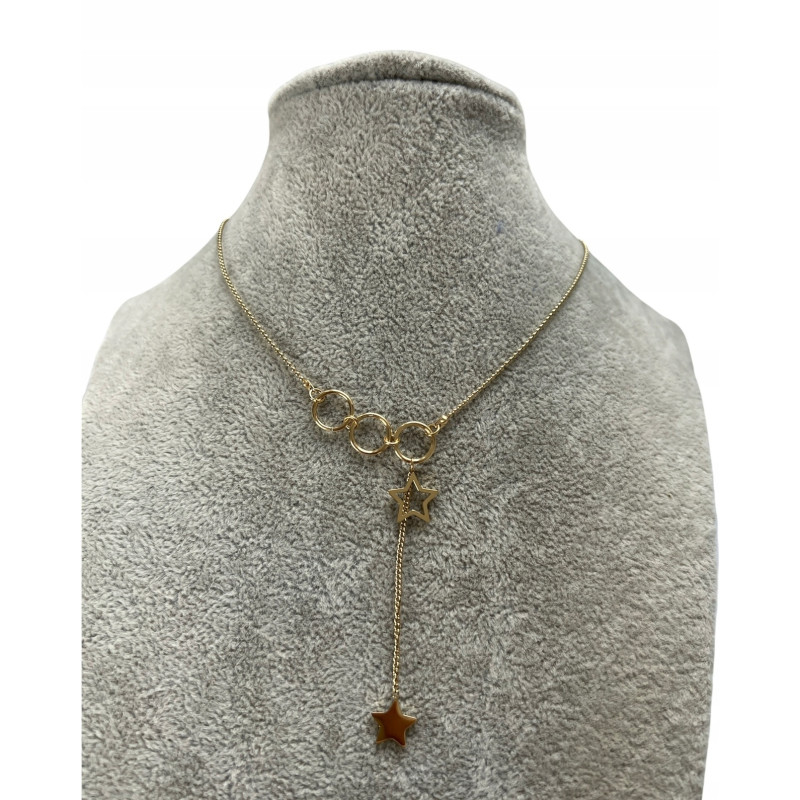 1263 Złoty naszyjnik krawatka GWIAZDKA stal 316L