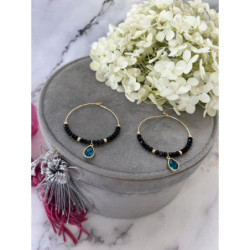 1323 Złote kolczyki KOŁA 4cm KORALIKI CYRKONIA