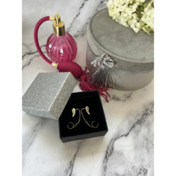 888 Złote kolczyki SKRZYDŁO łańcuszek ZACISK STAL