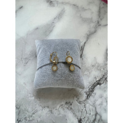 974 Złote kolczyki MASA PERŁOWA ZEGAR STAL 316L