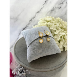 974 Złote kolczyki MASA PERŁOWA ZEGAR STAL 316L