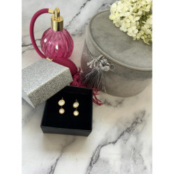 974 Złote kolczyki MASA PERŁOWA ZEGAR STAL 316L