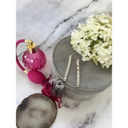 1321 Złote kolczyki wkrętki wiszące CYRKONIE STAL