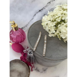 1321 Złote kolczyki wkrętki wiszące CYRKONIE STAL