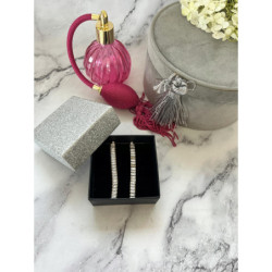 1321 Złote kolczyki wkrętki wiszące CYRKONIE STAL