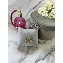 1301 Złote kolczyki wkrętki ZEGAR CYRKONIE STAL