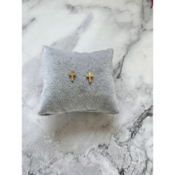 1319 Złote kolczyki wkrętki KRZYŻ KRZYŻYK stal 316