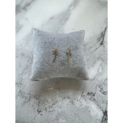 Złote kolczyki wkrętki KRZYŻ KRZYŻYK stal 316L