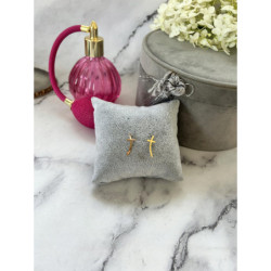 Złote kolczyki wkrętki KRZYŻ KRZYŻYK stal 316L