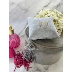 Złote kolczyki wkrętki KRZYŻ KRZYŻYK stal 316L