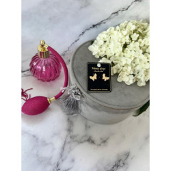 1303 Złote kolczyki MOTYLKI CYRKONIE STAL 316L