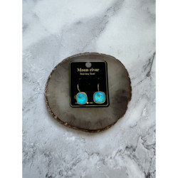 644 Złote kolczyki TURKUSOWE OCZKO STAL 316