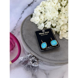 644 Złote kolczyki TURKUSOWE OCZKO STAL 316