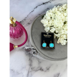 644 Złote kolczyki TURKUSOWE OCZKO STAL 316