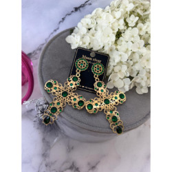 318 Złote kolczyki ażurowe KRZYŻE DUŻE STAL 316