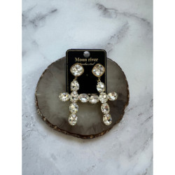 1085 Złote kolczyki KRZYŻE KRYSZTAŁY DUŻE STAL 316