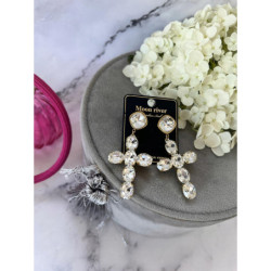 1085 Złote kolczyki KRZYŻE KRYSZTAŁY DUŻE STAL 316