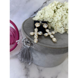 1085 Złote kolczyki KRZYŻE KRYSZTAŁY DUŻE STAL 316