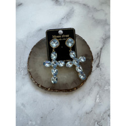 937 Złote kolczyki KRZYŻE KRYSZTAŁY DUŻE STAL 316