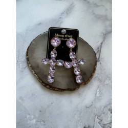 381 Złote kolczyki KRZYŻE KRYSZTAŁY DUŻE STAL 316L