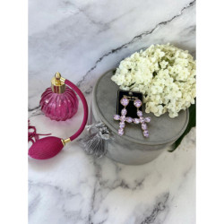 381 Złote kolczyki KRZYŻE KRYSZTAŁY DUŻE STAL 316L