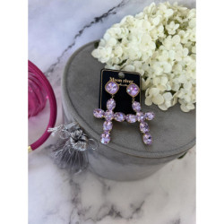 381 Złote kolczyki KRZYŻE KRYSZTAŁY DUŻE STAL 316L