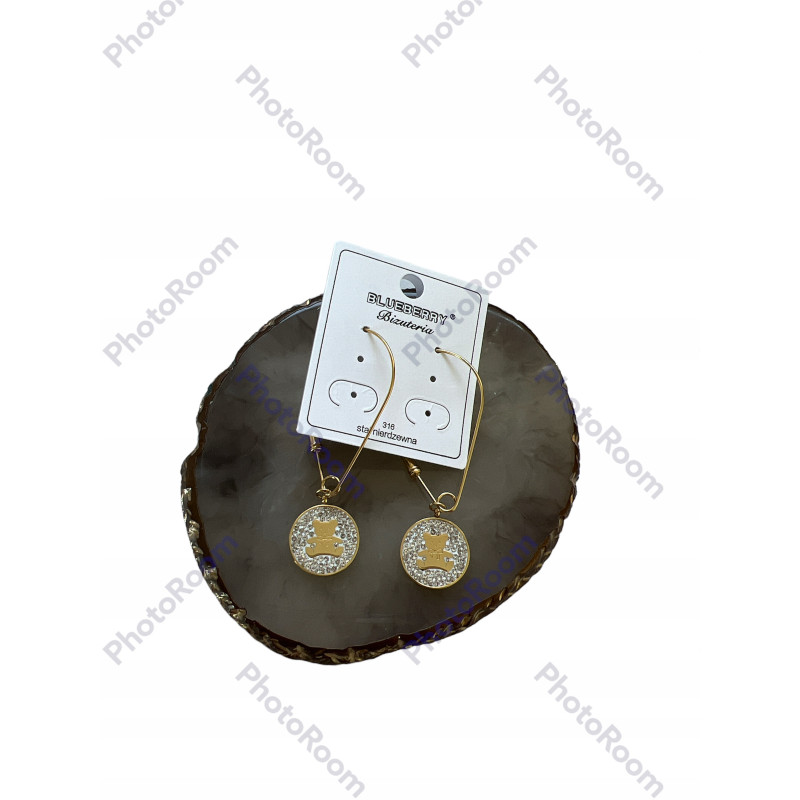 1314 Złote kolczyki BLUEBERRY CYRKONIE STAL 316L
