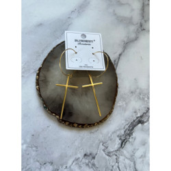 1313 Złote kolczyki BLUEBERRY KRZYŻ KRZYŻE STAL