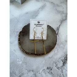 1317 Złote kolczyki BLUEBERRY KRZYŻ KRZYŻE STAL