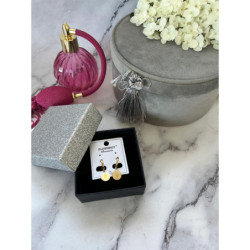 1307 Złote kolczyki BLUEBERRY MONETY STAL 316L