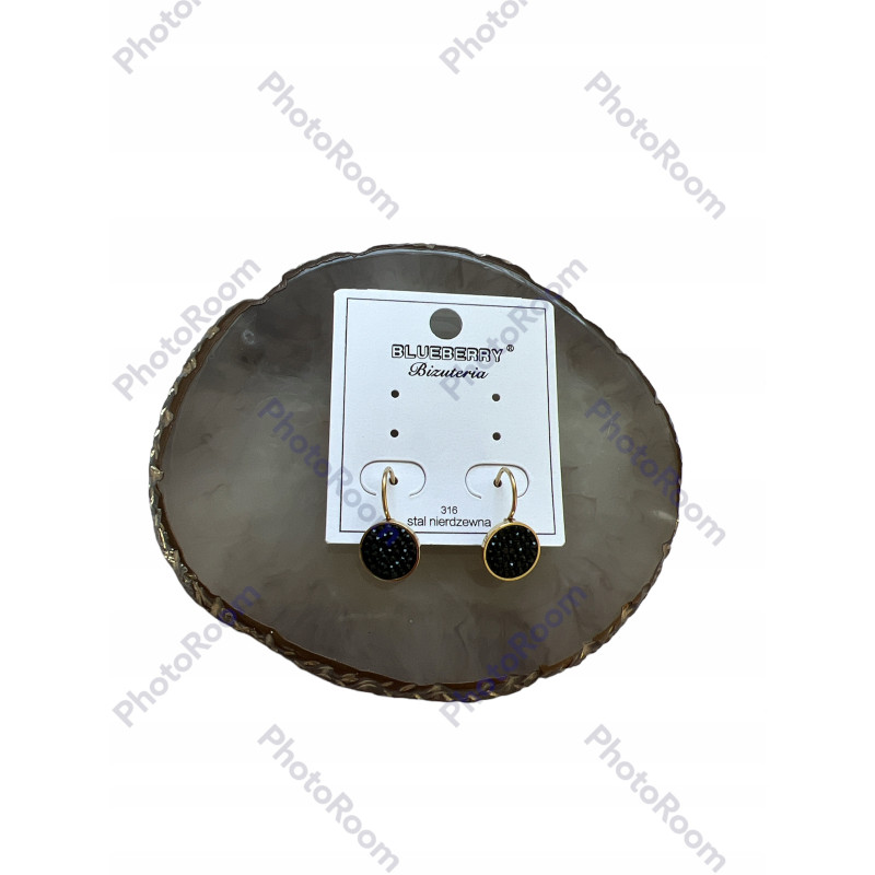 1305 Złote kolczyki BLUEBERRY CYRKONIE STAL 316L