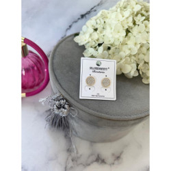 1311Złote kolczyki BLUEBERRY cyrkonie STAL 316L