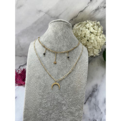 1319 Naszyjnik podwójny KORALIKI KSIĘŻYC STAL 316L