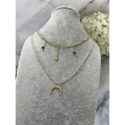 1319 Naszyjnik podwójny KORALIKI KSIĘŻYC STAL 316L
