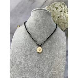 595 Naszyjnik różaniec MONETA ELŻBIETA STAL 316L