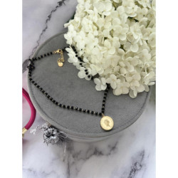 595 Naszyjnik różaniec MONETA ELŻBIETA STAL 316L