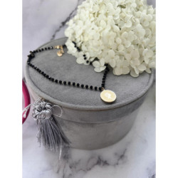 595 Naszyjnik różaniec MONETA ELŻBIETA STAL 316L