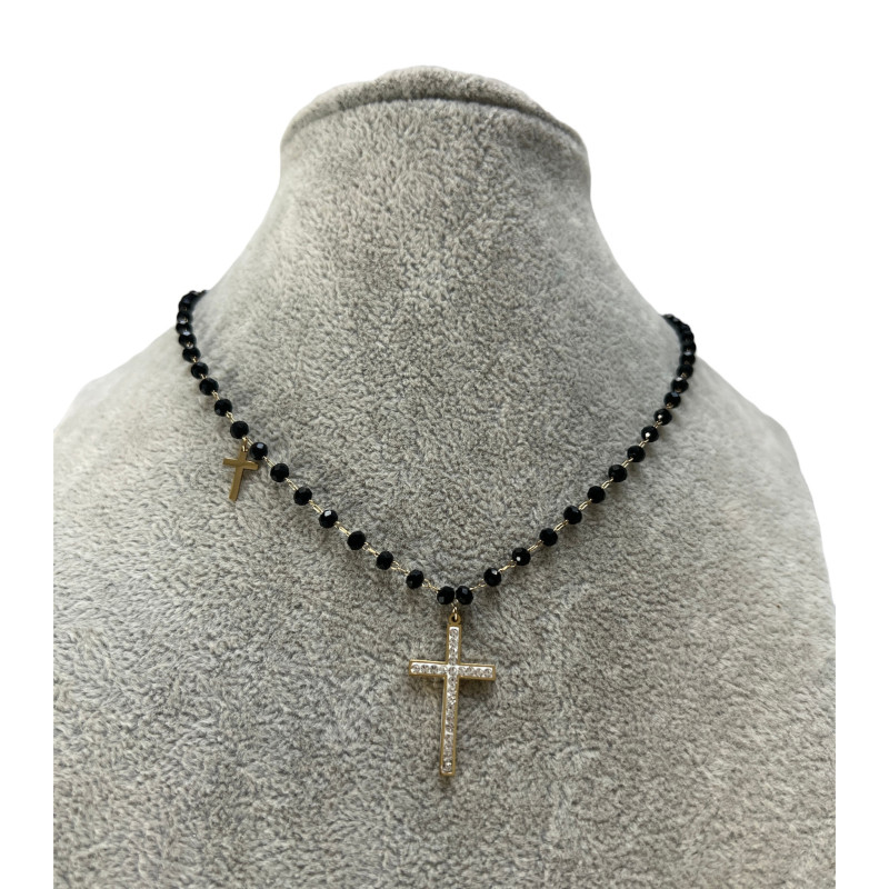 374 Naszyjnik różaniec KRZYŻ KRZYŻYK STAL 316L