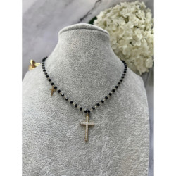 374 Naszyjnik różaniec KRZYŻ KRZYŻYK STAL 316L