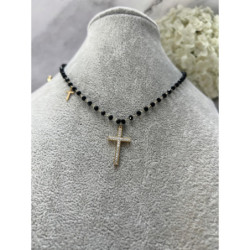 374 Naszyjnik różaniec KRZYŻ KRZYŻYK STAL 316L