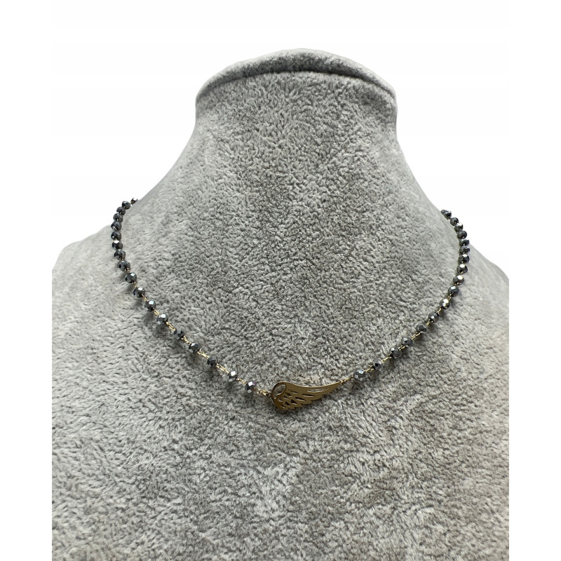 944 Naszyjnik różaniec KORALIKI SKRZYDŁO STAL 316L