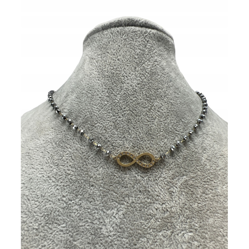 673Naszyjnik różaniec KORALIKI NIESKOŃCZONOŚĆ STAL