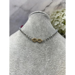 673Naszyjnik różaniec KORALIKI NIESKOŃCZONOŚĆ STAL