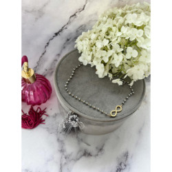 673Naszyjnik różaniec KORALIKI NIESKOŃCZONOŚĆ STAL