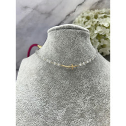 626 Naszyjnik różaniec KORALIKI KRZYŻ STAL 316L