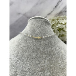 626 Naszyjnik różaniec KORALIKI KRZYŻ STAL 316L