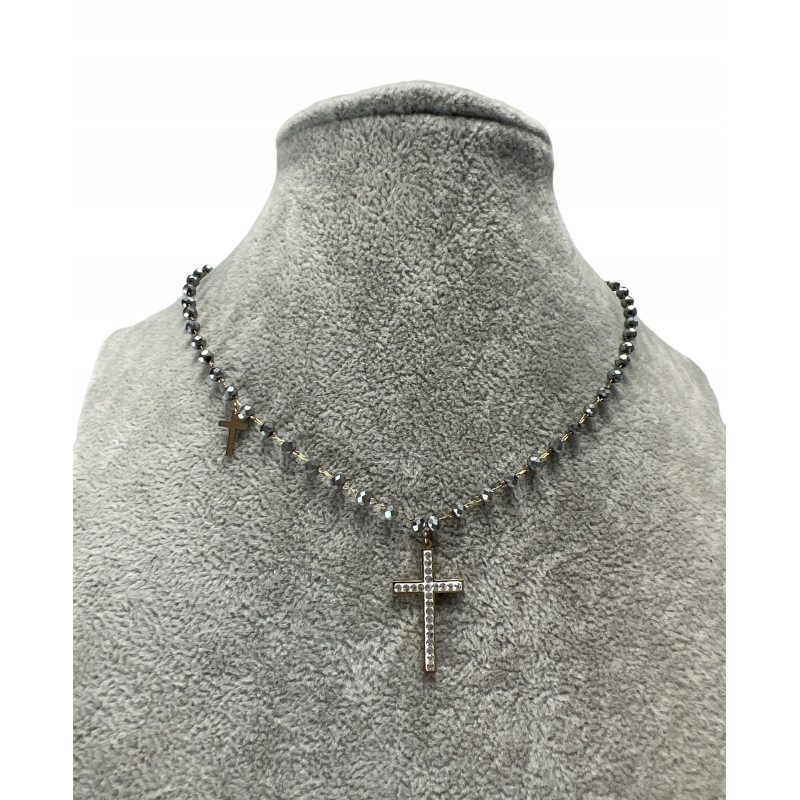 479 Naszyjnik różaniec KORALIKI KRZYŻ KRZYŻYK