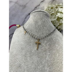 479 Naszyjnik różaniec KORALIKI KRZYŻ KRZYŻYK